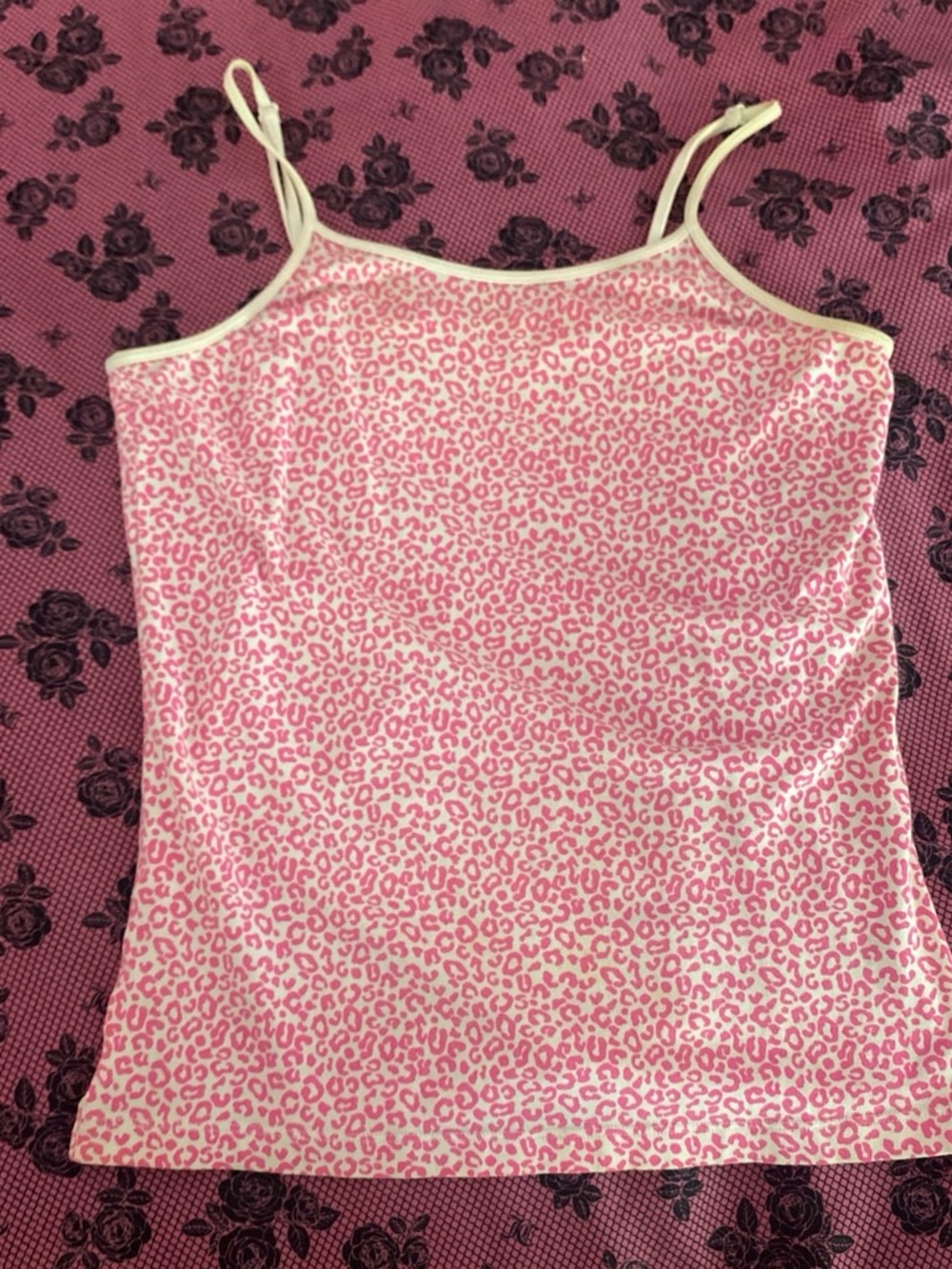 Pink Leopard Print Spaghetti Strap Tank Top